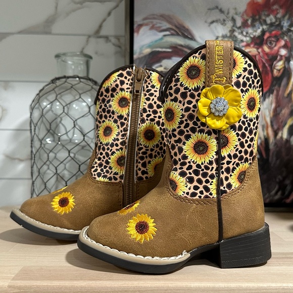 Twister Other - New! Twister Toddler Sunnies Tan & Cheetah Sunflowers Square Toe Cowboy Boots